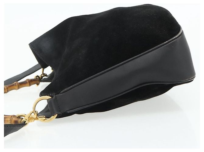 GUCCI Bamboo Hand Bag Suede 2way Black Gold 001 2113 1638 - vista 4