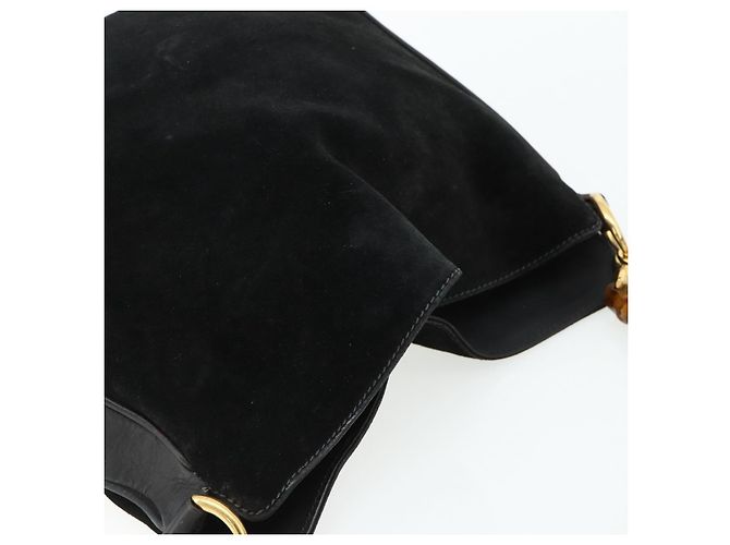 GUCCI Bamboo Hand Bag Suede 2way Black Gold 001 2113 1638 - vista 6