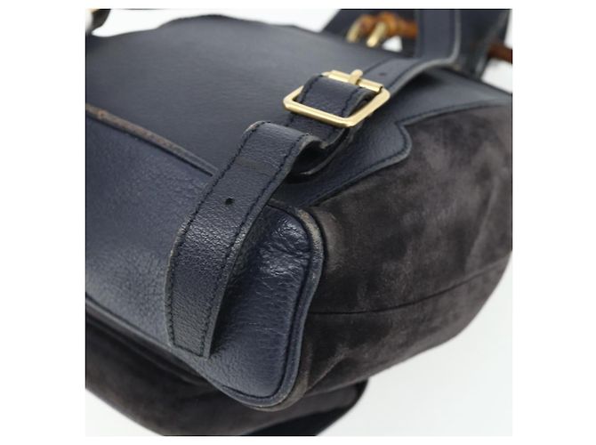 GUCCI Bamboo Backpack Suede Black Gold - vista 14