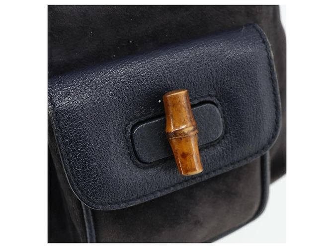 GUCCI Bamboo Backpack Suede Black Gold - vista 16