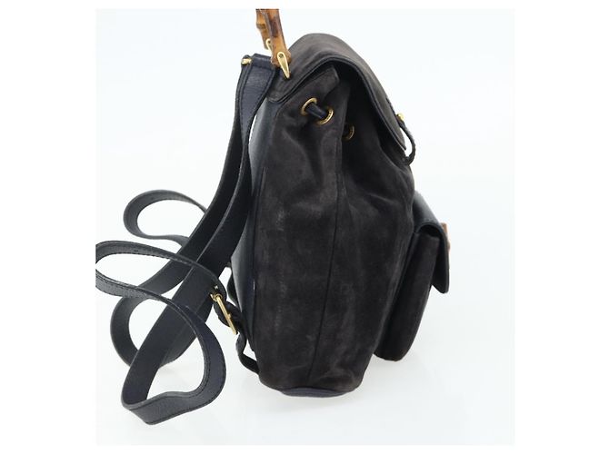 GUCCI Bamboo Backpack Suede Black Gold - vista 4