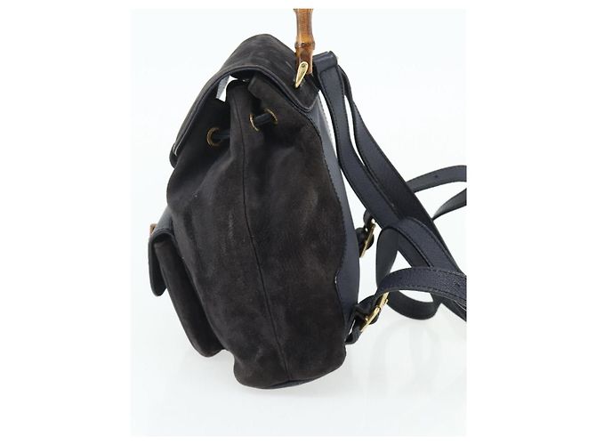 GUCCI Bamboo Backpack Suede Black Gold - vista 5