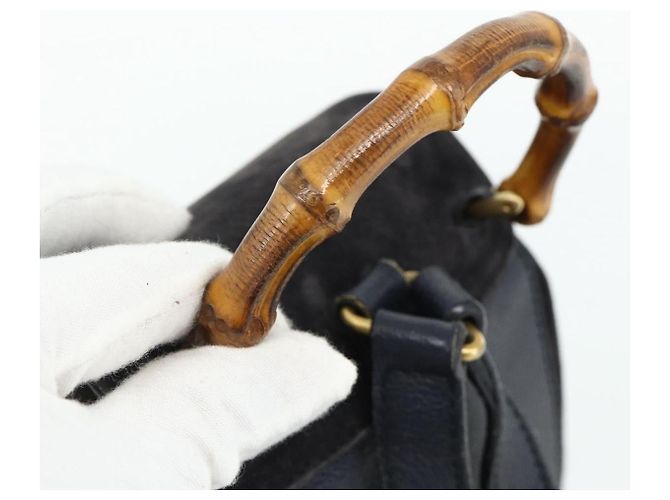GUCCI Bamboo Backpack Suede Black Gold - vista 7
