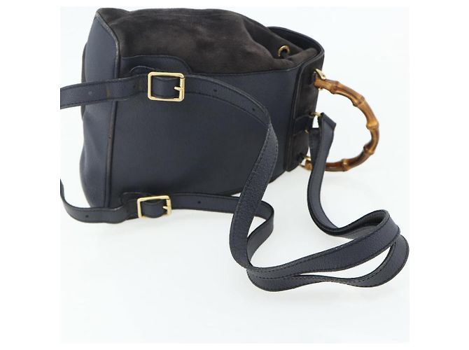 GUCCI Bamboo Backpack Suede Black Gold - vista 9