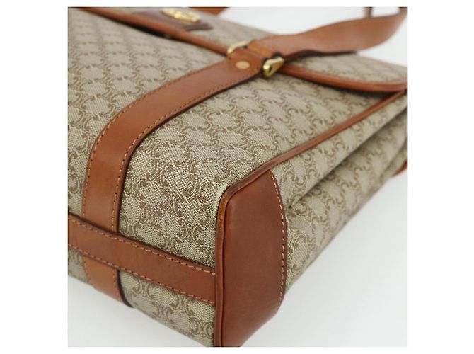 Céline CELINE Macadam Canvas Hand Bag PVC Beige Gold - vista 10