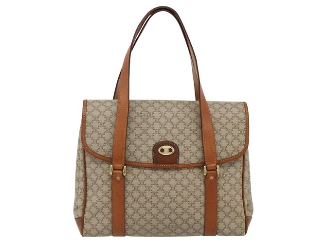 Céline CELINE Macadam Canvas Hand Bag PVC Beige Gold - vista 2