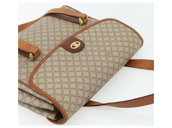 Céline CELINE Macadam Canvas Hand Bag PVC Beige Gold - vista 6