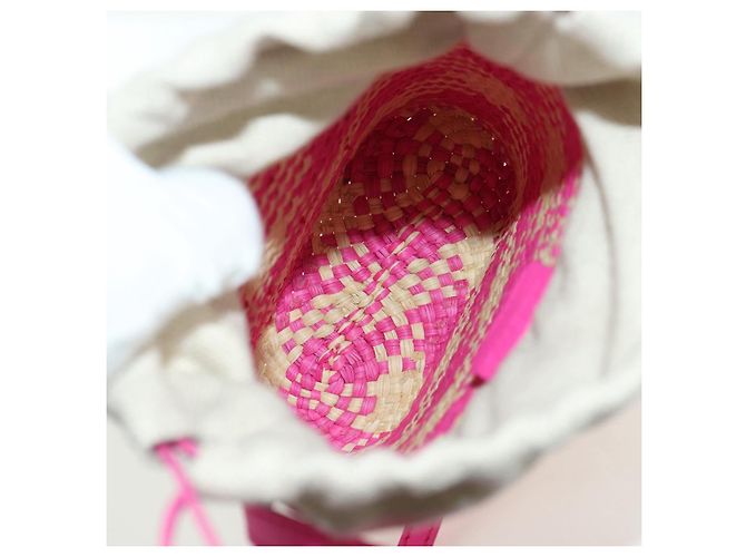 LOEWE Anagram Shoulder Bag Raffia Pink - vista 10