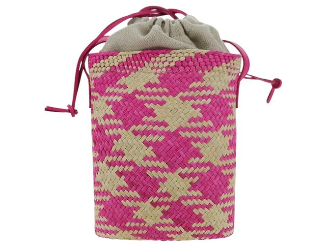 LOEWE Anagram Shoulder Bag Raffia Pink - vista 2