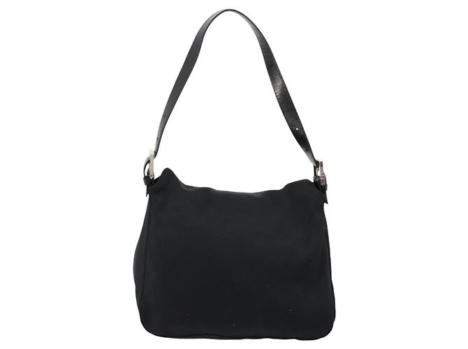 FENDI Mamma Baguette Schultertasche Nylon Schwarz Silber - Ansicht 2