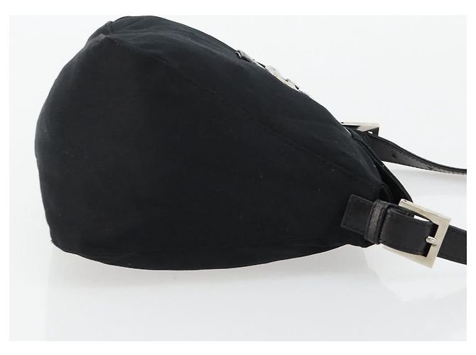 FENDI Mamma Baguette Schultertasche Nylon Schwarz Silber - Ansicht 3