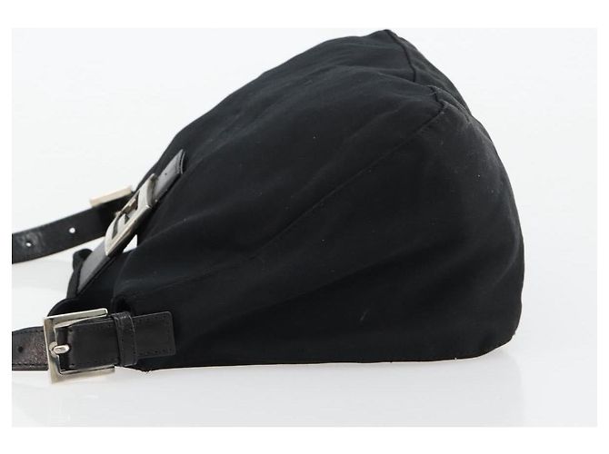 FENDI Mamma Baguette Schultertasche Nylon Schwarz Silber - Ansicht 4
