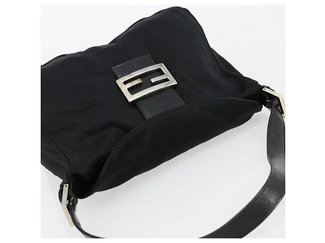 FENDI Mamma Baguette Schultertasche Nylon Schwarz Silber - Ansicht 6