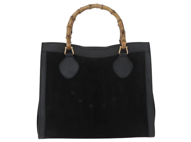 GUCCI Bamboo Tote Bag Suede Black Gold 002 2865 0260 - vista 13