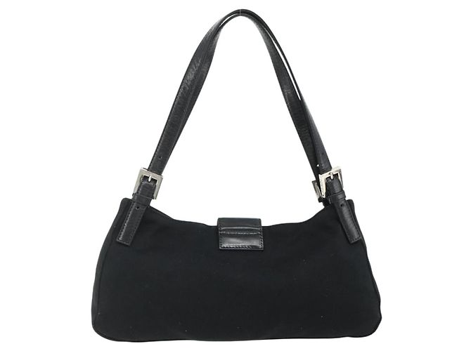 FENDI Mamma Baguette Shoulder Bag Nylon Black Silver - vista 2