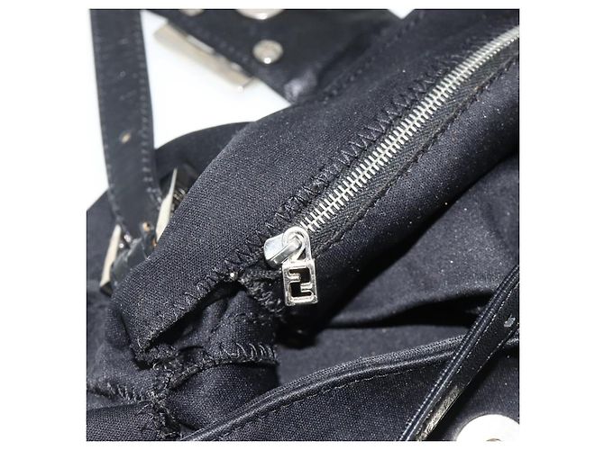 FENDI Mamma Baguette Shoulder Bag Nylon Black Silver - vista 20
