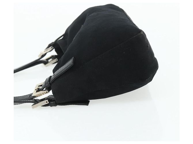 FENDI Mamma Baguette Shoulder Bag Nylon Black Silver - vista 3