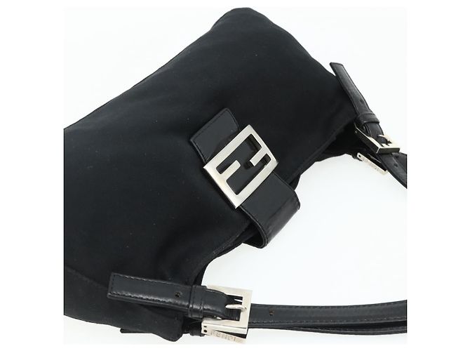 FENDI Mamma Baguette Shoulder Bag Nylon Black Silver - vista 6