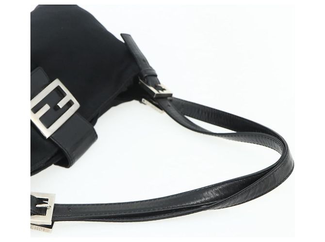 FENDI Mamma Baguette Shoulder Bag Nylon Black Silver - vista 7