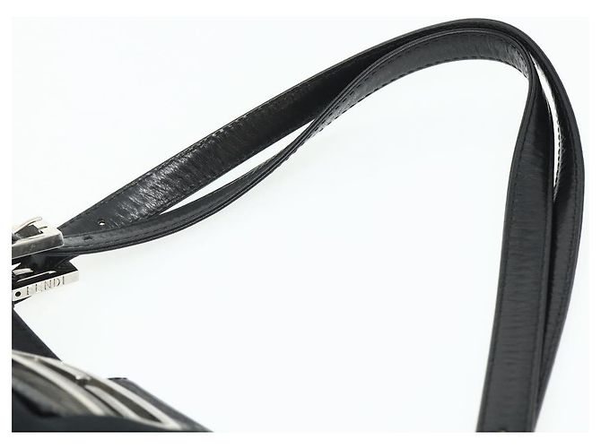 FENDI Mamma Baguette Shoulder Bag Nylon Black Silver - vista 8