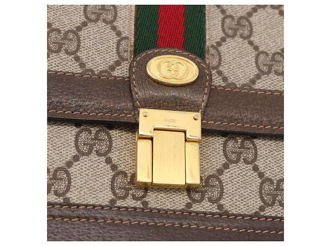 GUCCI GG Supreme Web Sherry Line Shoulder Bag PVC Beige Gold - vista 17