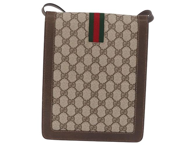 GUCCI GG Supreme Web Sherry Line Shoulder Bag PVC Beige Gold - vista 2