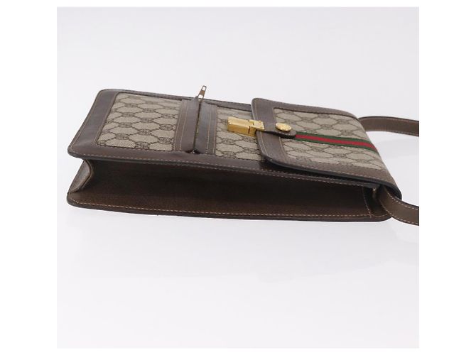 GUCCI GG Supreme Web Sherry Line Shoulder Bag PVC Beige Gold - vista 3