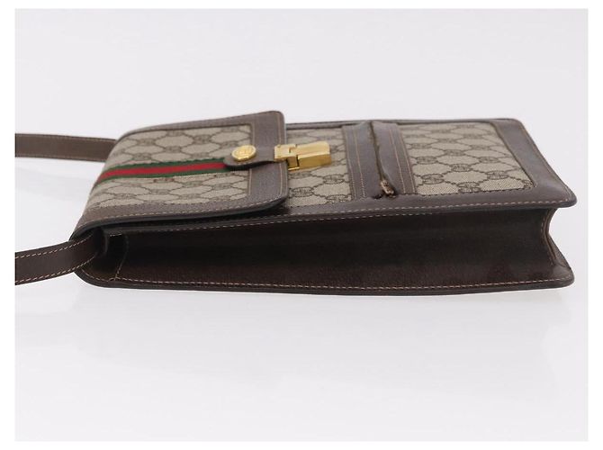 GUCCI GG Supreme Web Sherry Line Shoulder Bag PVC Beige Gold - vista 4