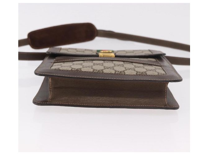 GUCCI GG Supreme Web Sherry Line Shoulder Bag PVC Beige Gold - vista 5