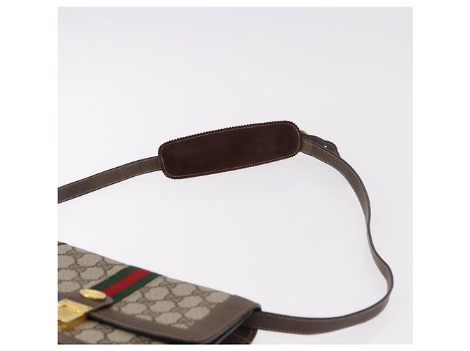 GUCCI GG Supreme Web Sherry Line Shoulder Bag PVC Beige Gold - vista 8