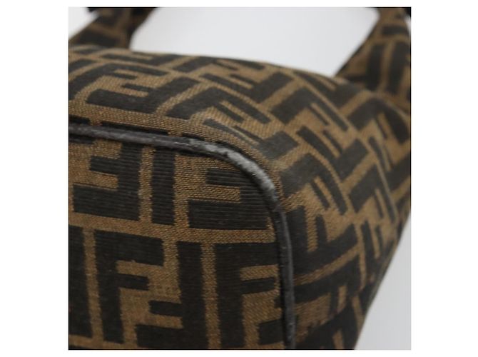 FENDI Zucca Canvas Hand Bag Brown Black Silver - vista 10