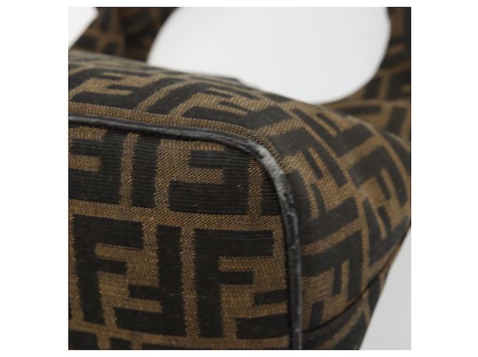 FENDI Zucca Canvas Hand Bag Brown Black Silver - vista 12