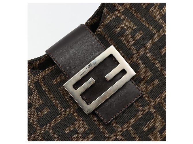 FENDI Zucca Canvas Hand Bag Brown Black Silver - vista 15