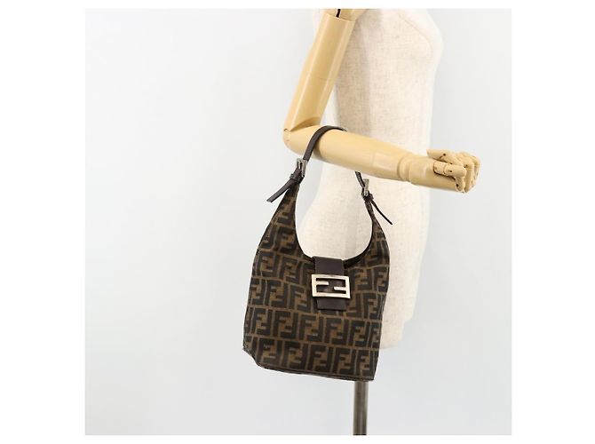 FENDI Zucca Canvas Hand Bag Brown Black Silver - vista 24