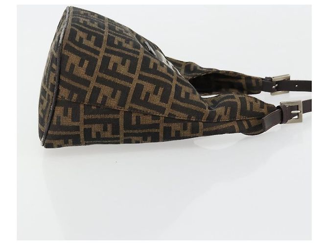 FENDI Zucca Canvas Hand Bag Brown Black Silver - vista 4