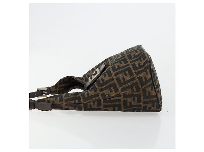 FENDI Zucca Canvas Hand Bag Brown Black Silver - vista 5