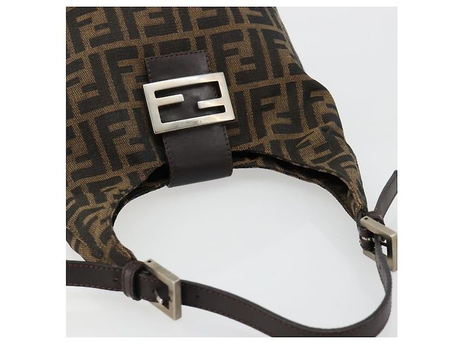 FENDI Zucca Canvas Hand Bag Brown Black Silver - vista 6