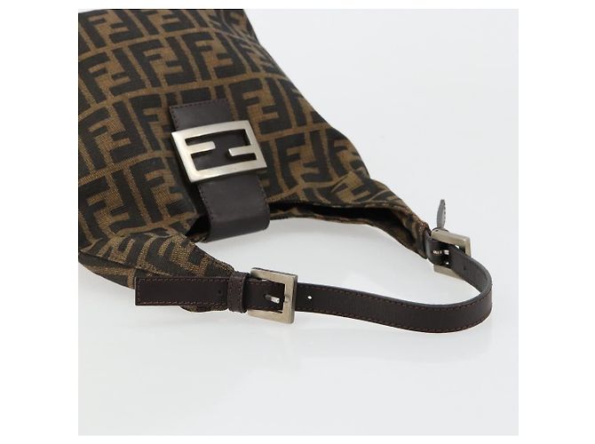 FENDI Zucca Canvas Hand Bag Brown Black Silver - vista 7