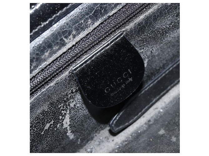 GUCCI Bamboo Vanity Hand Bag Leather Black Silver - vista 20