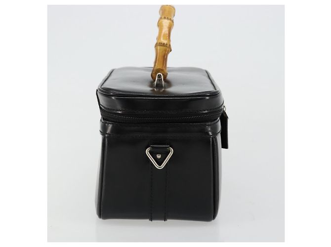 GUCCI Bamboo Vanity Hand Bag Leather Black Silver - vista 3