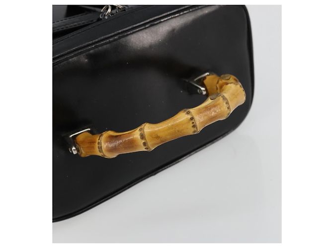 GUCCI Bamboo Vanity Hand Bag Leather Black Silver - vista 7