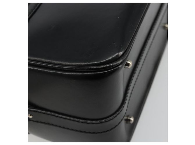 GUCCI Bamboo Vanity Hand Bag Leather Black Silver - vista 8