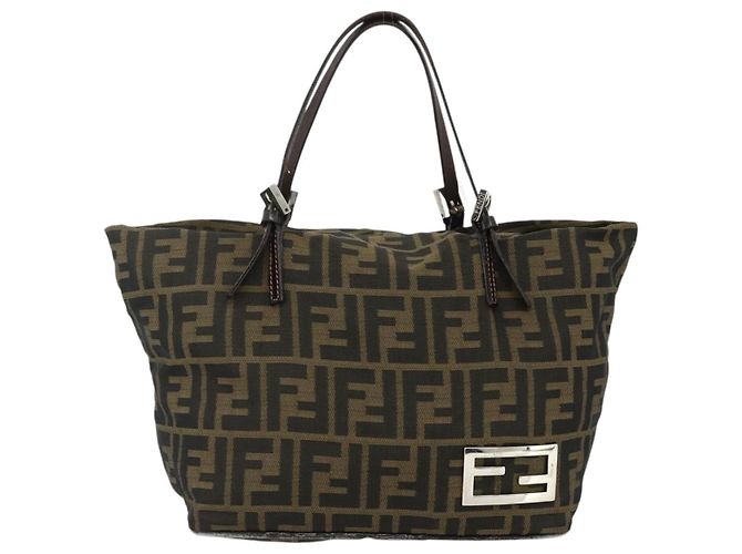 FENDI Zucca Canvas Hand Bag Black Brown - vista 2