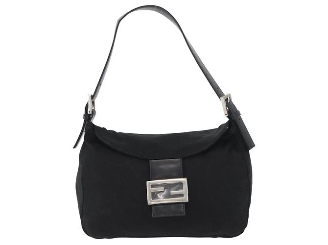 FENDI Mamma Baguette Shoulder Bag Nylon Black Silver - vista 13