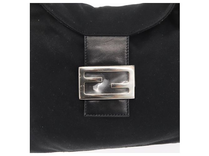FENDI Mamma Baguette Shoulder Bag Nylon Black Silver - vista 18