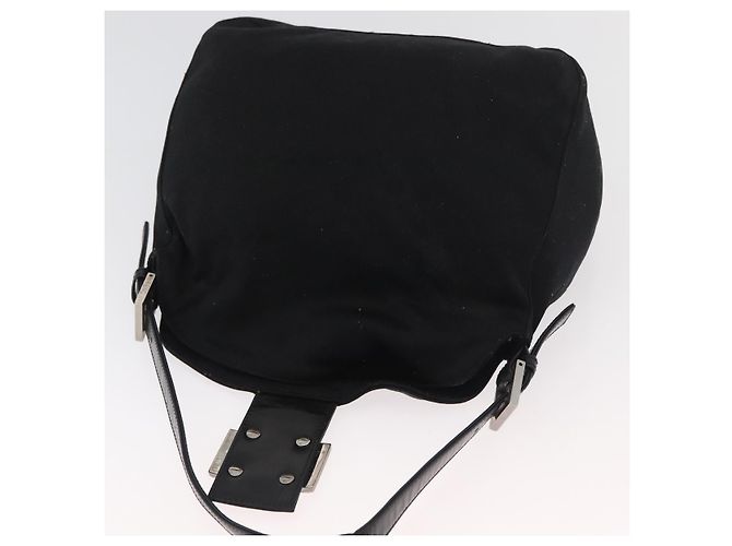 FENDI Mamma Baguette Shoulder Bag Nylon Black Silver - vista 19