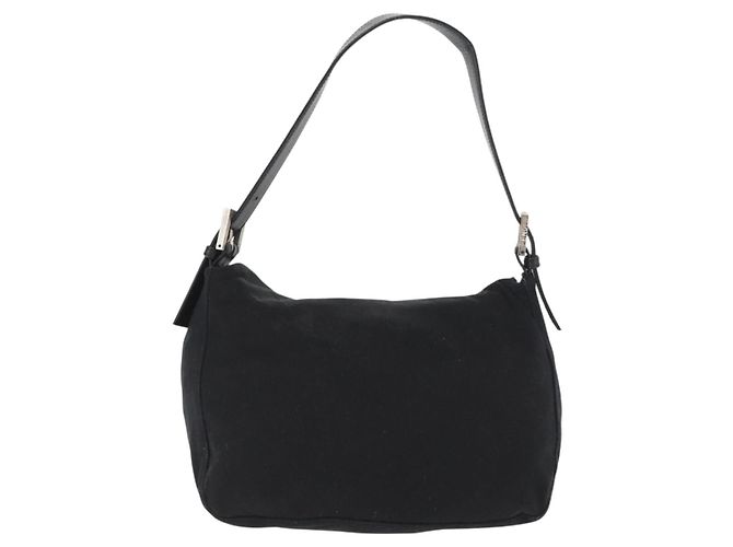 FENDI Mamma Baguette Shoulder Bag Nylon Black Silver - vista 2