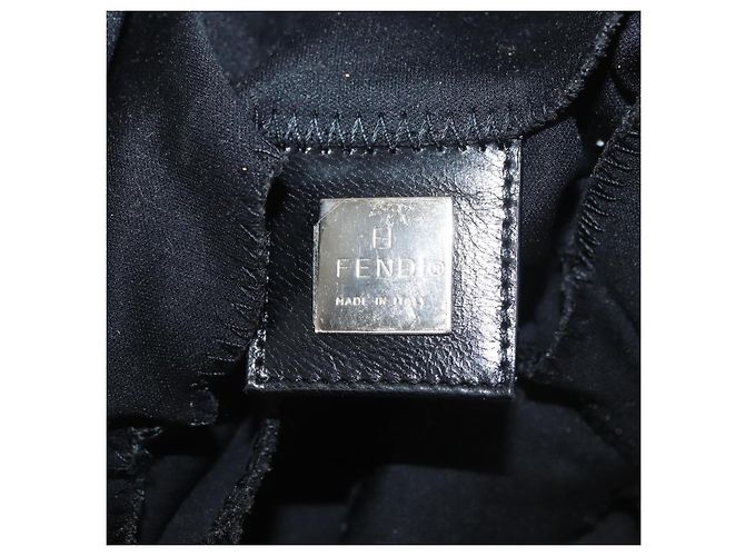 FENDI Mamma Baguette Shoulder Bag Nylon Black Silver - vista 20