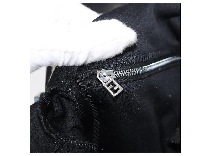 FENDI Mamma Baguette Shoulder Bag Nylon Black Silver - vista 23