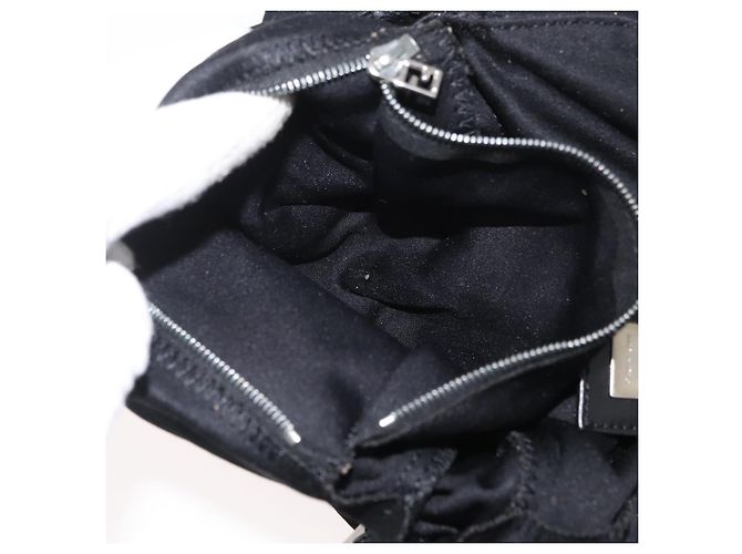 FENDI Mamma Baguette Shoulder Bag Nylon Black Silver - vista 24